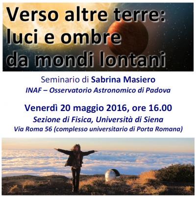 Sabrina Masiero, locandina conferenza 20 maggio 2016