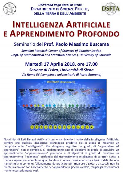 Locandina seminario Intelligenza Artificiale (Massimo Buscema)