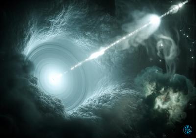 Rendering artistico di un nucleo galattico attivo (DESY, Science Communication Lab)