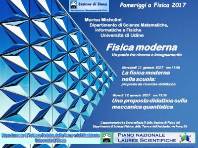locandina Primi Pomeriggi a Fisica 2017